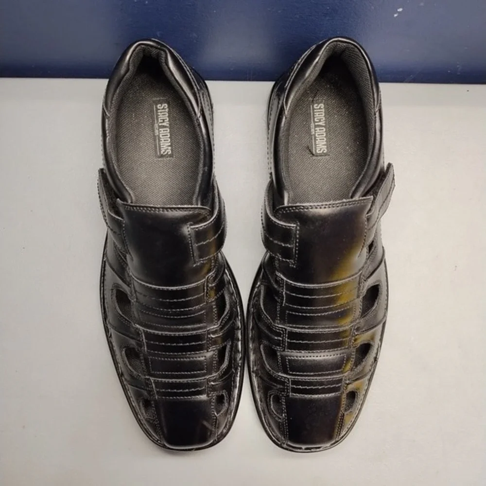 Stacy Adams Belmar Fisherman Sandals Mens Size 11M Black Synthetic Hook &‎ Loop